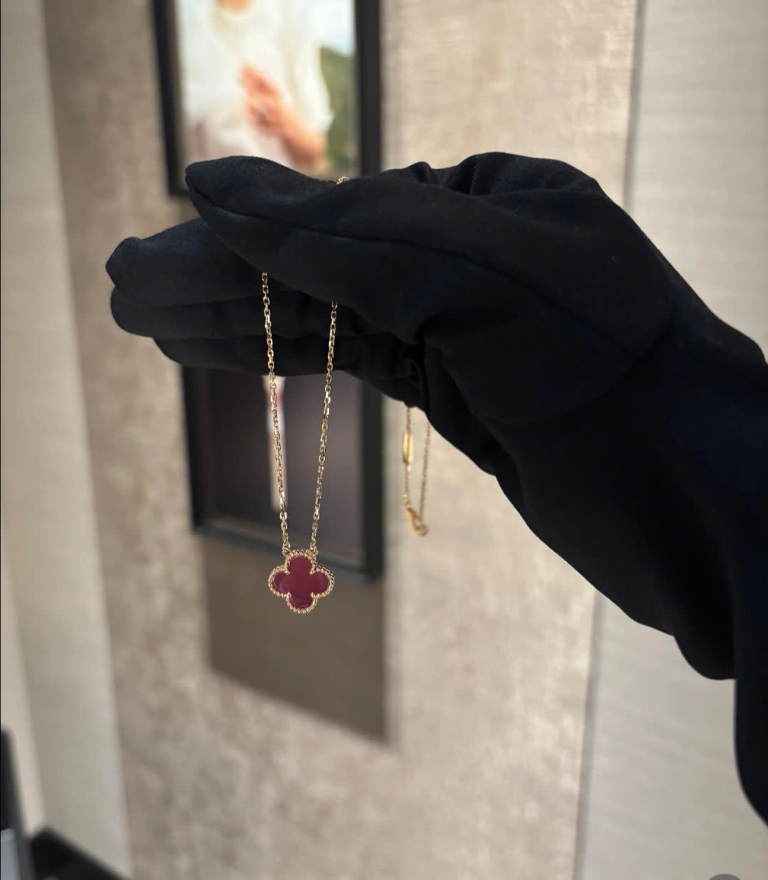 Van Cleef & Arpels Alhambra Pink Enamel Necklace and Earrings Set